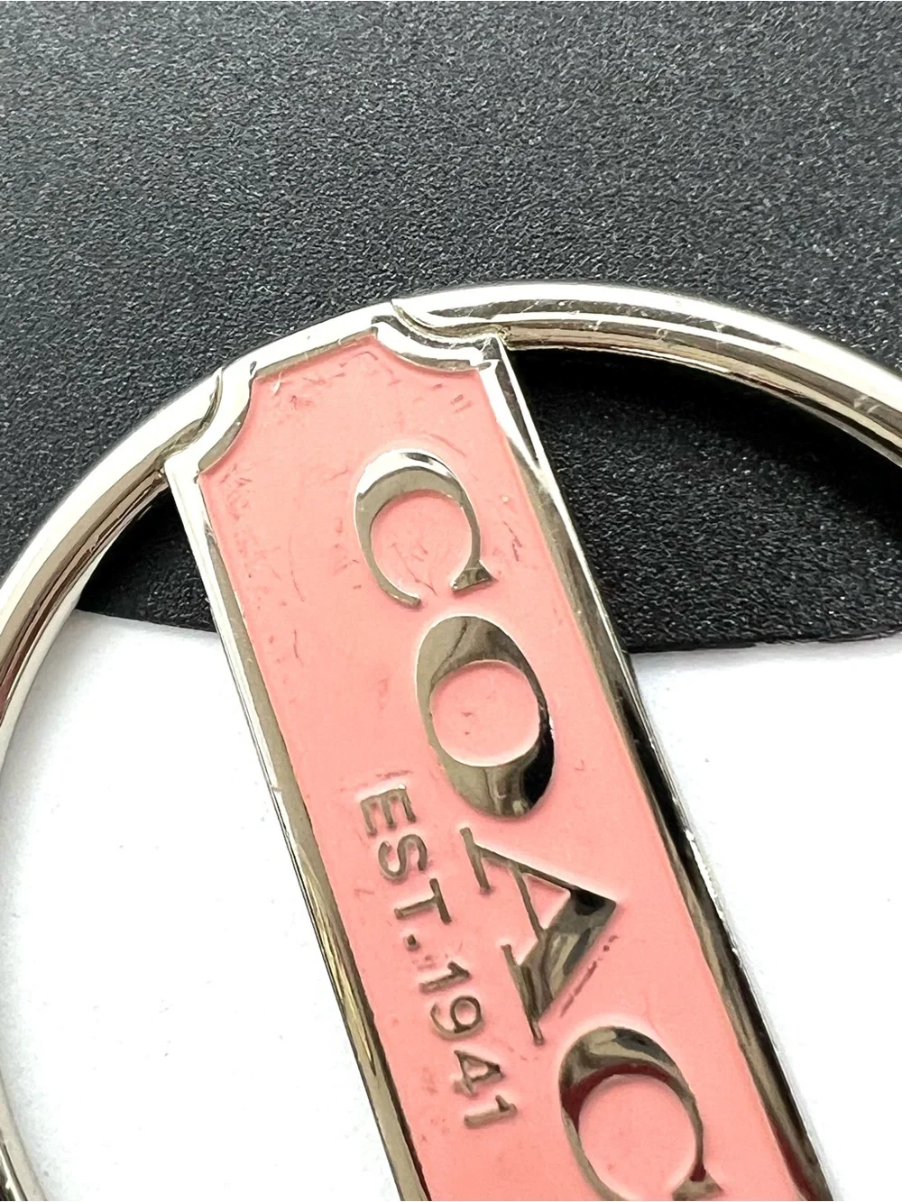 Coach Vintage Pink Enamel Round Hang Tag / Bag Charm
